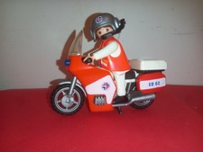 PLAYMOBIL MOTO AMBULANCE SECOURS MEDECIN HÔPITAL SAUVETEUR INFIRMIER MOTARD