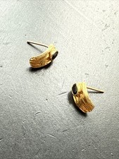 Ancienne Paire De Boucle D’oreille Plaquer Or Createur Art Déco pierre bleu 