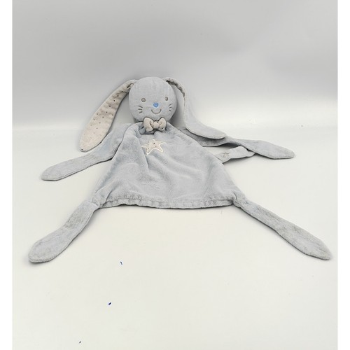 Doudou plat lapin bleu blanc