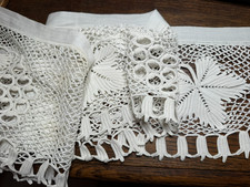 DENTELLE ANCIENNE - Beau volant de fine dentelle au crochet vers 1900 - 1.70 m