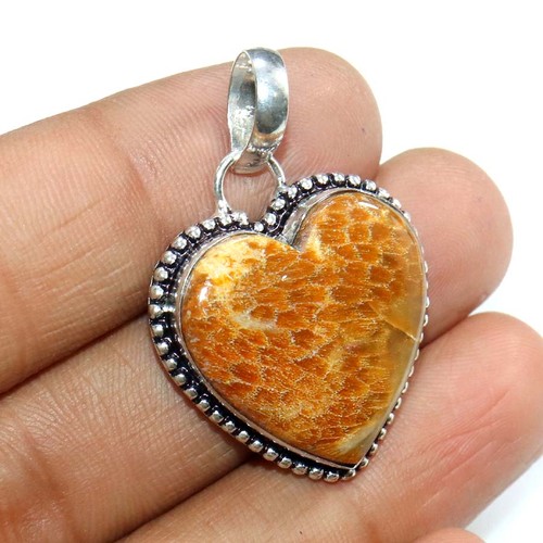 Pendentif coeur fossile - pendentif,