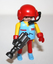 PLAYMOBIL 3847 HOMME REPORTER JOURNALISTE MOTO TELEVISION TVI CAMERA