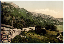 Yorkshire. Giggleswick Scar. PZ vintage photochromie,  photochromie, vintage p