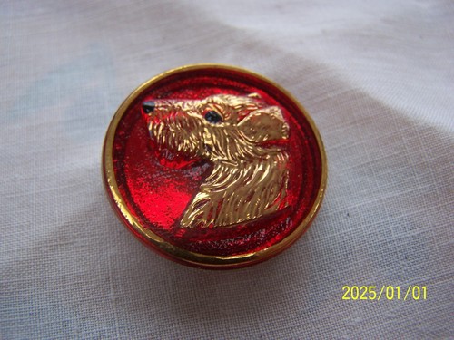 Beau bouton verre rouge - bouton, en