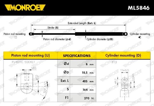 Vérin capot moteur ml5846 - vérin,, capot-moteur