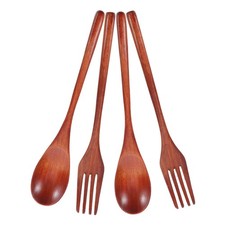  4 Pcs Couvoirs De Fourche À Cuillère En Bois Menagere Couverts Table Vide