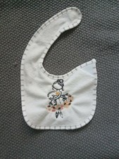 Bavoirs bébé coton blanc, broderie ballerine