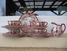 Service à thé vert JAPONAIS  4 Pers.GEISCHA PAYSAGE 