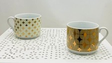 Maison du Monde lot de deux tasses à café porcelaine étoiles dorées