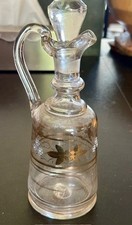 ANCIENNE CARAFE, FLACON, AIGUIERE EN VERRE EMAILLE ET DORE