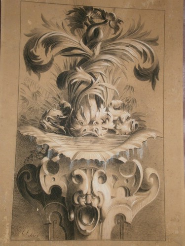 Dessin xixème signé deler - dessin,