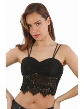 Top Dentelle Noire Bretelles
