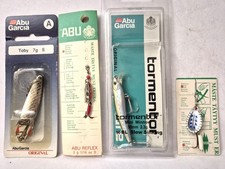 Lot de 4 leurres ABU à truite, pêche moulinet et au leurre ancien.