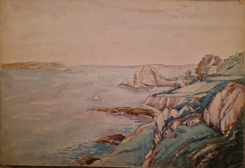 Charmante aquarelle bord - aquarelle, de