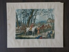 VERNET CARLE (1758-1836)-LITHO ORIGINALE XIXE-LE DEPART- GRAVE PAR JAZET-CHASSE