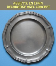 ASSIETTE EN ÉTAIN DÉCORATIVE AVEC CROCHET Ø 25 cm