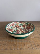 Ancienne Coupe en Émaux de Longwy Coloré Vert Rouge - Tampon KLM D5685 Vintage