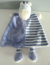 R12. DOUDOU PLAT BABYSUN Nursery ZEBRE CHEVAL BLEU MAUVE RAYE BLANC TTBE