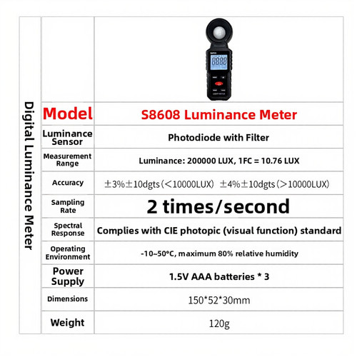 S8608 luxmètre portable - portable, pour