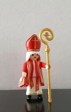 Playmobil Figurine personnage RARE CARDINAL TENUE ROUGE / SAINT NICOLAS + CROSSE