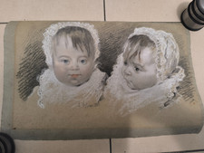 Ancien portrait aux pastels de Louis Debras (1819-1899)