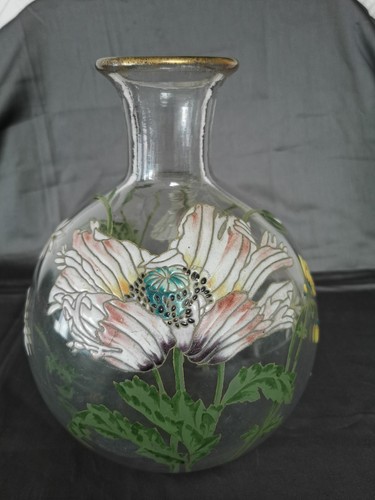 Vase verre émaillé legras - verre,