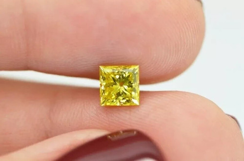 Bague diamant jaune - , taille