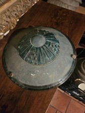 Coupe Art Deco lustre en verre moulé Bleu Degué Maynadier Muller des hanots 