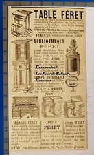 BIBLIOTHEQUE LAMPE BUREAU LISEUSE FERET publicité ancienne 1898 advert
