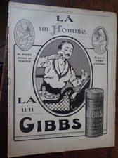 savon à barbe GIBBS + Bijoux FIX publicité papier  ILLUSTRATION 1919