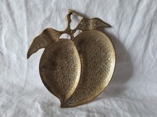 Cendrier Rare Forme De Pomme,Feuilles Laiton Pour Décor De Table Ancien Vintage