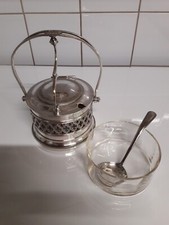 élégant confiturier  ou sucrier  a bascule en métal argenté,