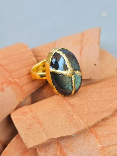 Bague kintsugi labradorite - kintsugi, en