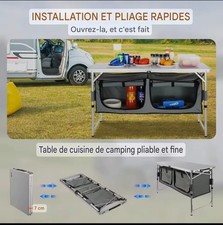 Meuble Cuisine Camping Pliable 120cm 🚐 Table Alu BBQ Extérieur Portable