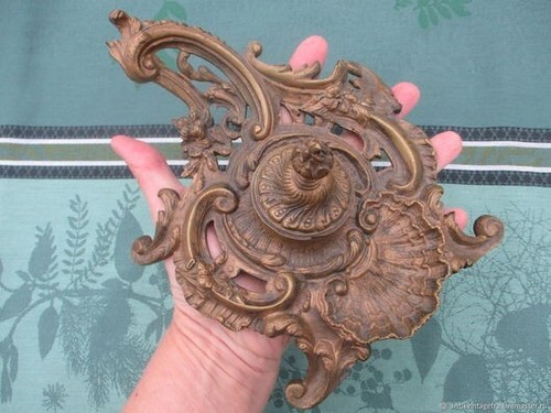 Encrier ancien rocaille bronze - rocaille,