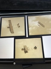 Lot 3 Plaque Verre Pic Old Photo Ww1 Avion Biplan Plane En Vol Voisin Bombardier