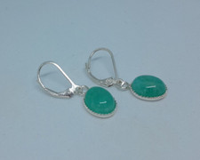 boucles d'oreille dormeuses argent 925 et amazonite création unique