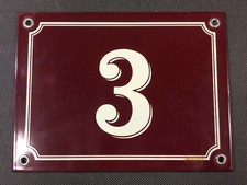 Ancienne plaque émaillée de rue NUMERO 3 format 20cm x 15cm