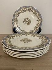Gien 6 assiettes plates terre de fer faïence modèle Dyonisos enfants au pressoir