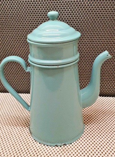 Antique green enamel coffee - antique,