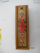 PLUMIER  ANCIEN VINTAGE A TIRETTE DECOR FLEURS  ECRITURE ECOLE ENVOI GRATUIT