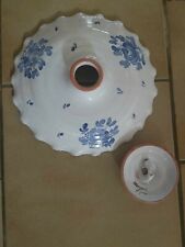 Ancienne suspension " tulipe" lustre céramique  Émaillée  année 60-70 signée 