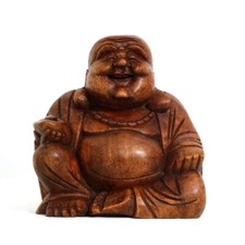 Happy Bouddha Bois Figurine Sculpture Abstrait en Afrique Asie Porte-Bonheur