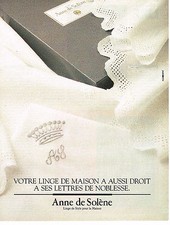 PUBLICITE ADVERTISING 034   1992   ANNE DE SOLENE  linge de maison