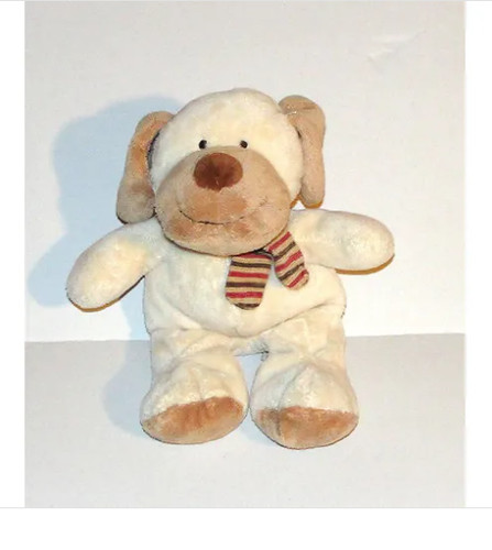 Doudou chien beige écharpe - chien,