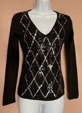 pull en laine noir, losanges