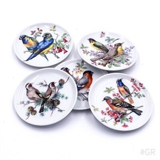 5x Vintage Royal KPM Bavaria dessous de Verre Avec Oiseaux Motifs Main Allemagne