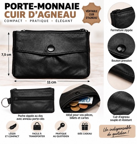 Porte monnaie cuir agneau - porte,