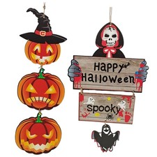 Porte d'entrée d'artisanat en bois de signe suspendu d'Halloween pour l'arbre