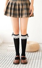Expédié de Paris - Chaussettes Longues Montantes Maid Lolita Dentelle Soubrette